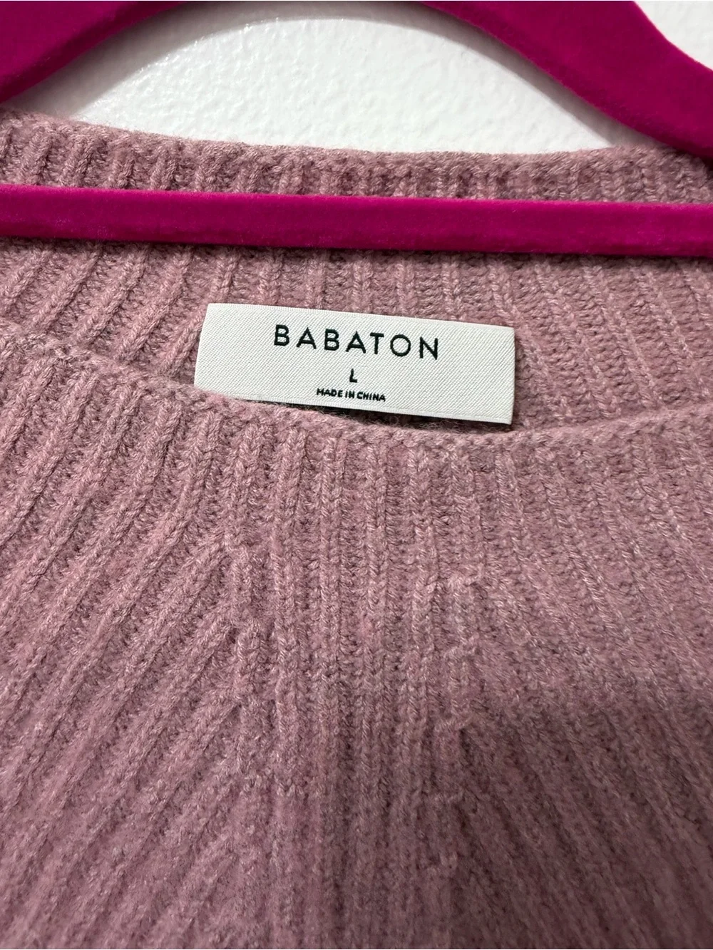 Babaton Chalmers Light Pink Mock Neck Knit Sweater Linen/Wool Blend